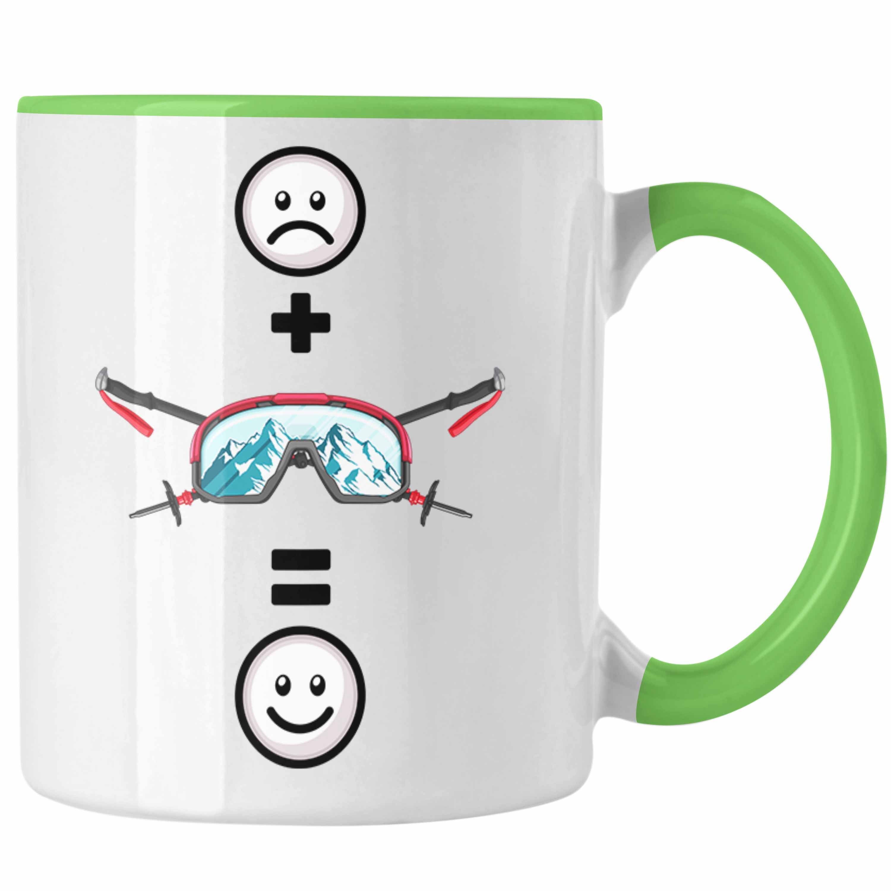 Trendation Tasse Ski Tasse Geschenk für Skifahrer :(Ski Brille) Lustige Geschen Grün | Teetassen