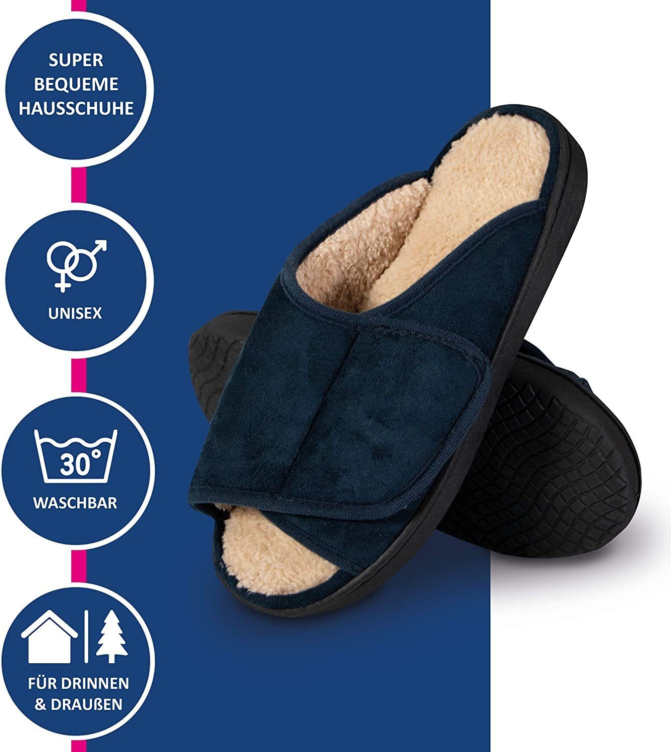 SHD Bequemschuh offen erhältl. Größen EU 36 - 47 Hausschuh