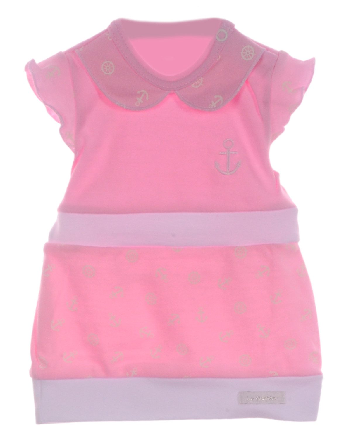 La Bortini Druckkleid Jerseykleid Kleid für Baby und Kinder in Rosa mit Anker Sommerkleid sommerlisch, weich, gemustert, 44 50 56 62 68 74 80 86 92 98 104
