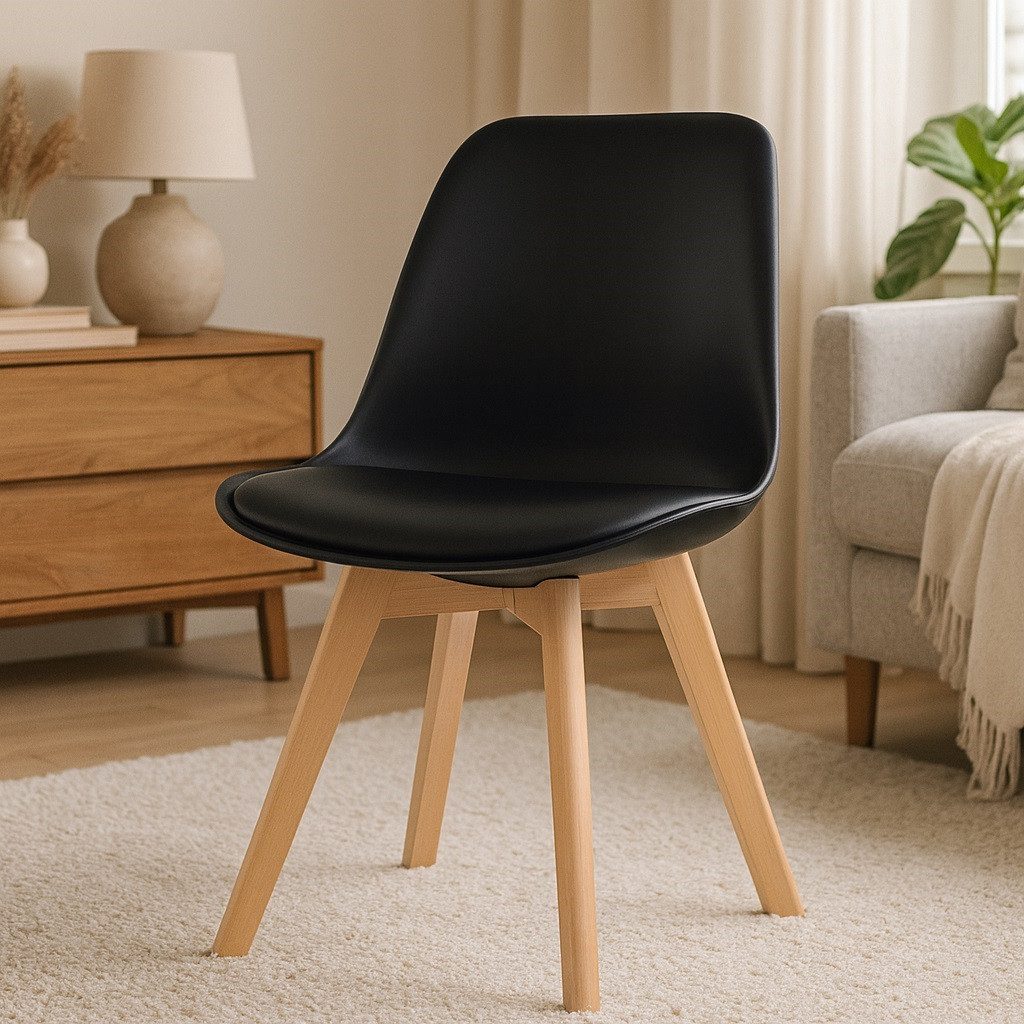 SAM® Schalenstuhl Mani, mit integriertem Kunstleder-Sitzkissen und Massivholzgestell