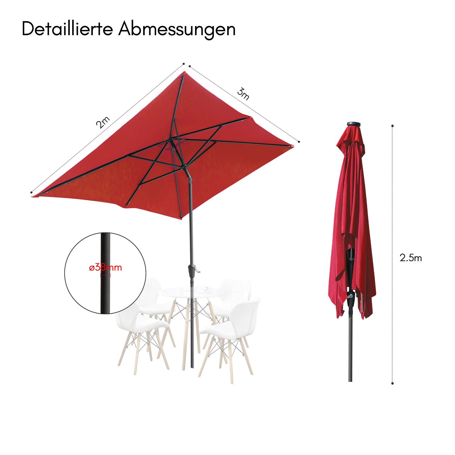 Clanmacy Sonnenschirm Sonnenschirm Rechteckig,Kurbel,Knickbar,Eisen,neigbar günstig online kaufen