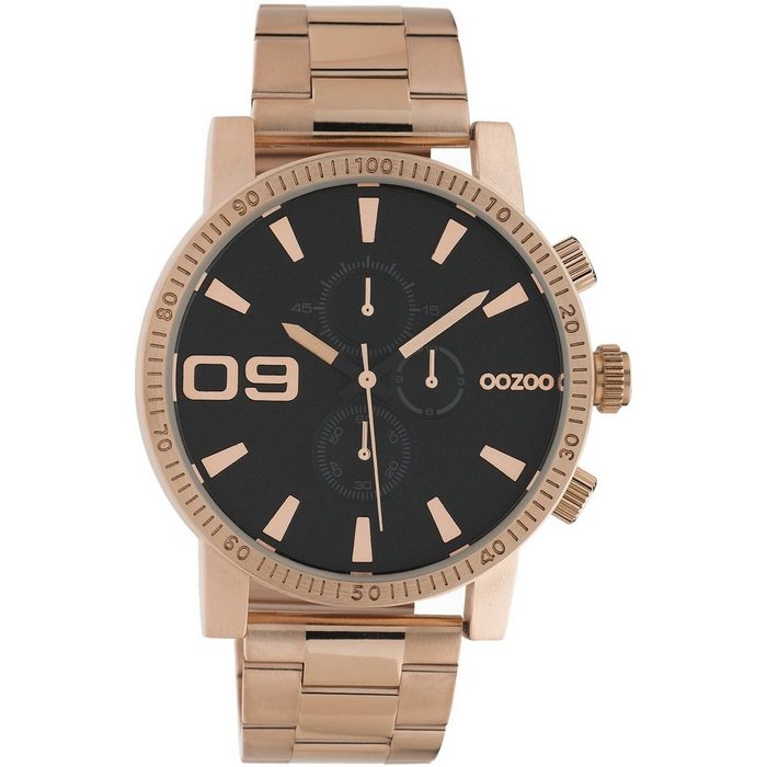 OOZOO Quarzuhr Oozoo Herren Armbanduhr roségold Analog (Armbanduhr) Herrenuhr rund groß (ca. 45mm) Edelstahlarmband Elegant-Style