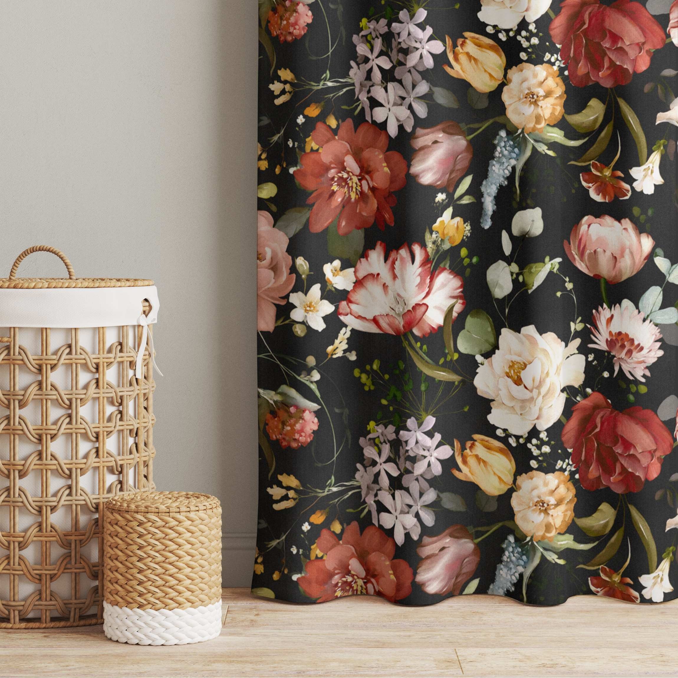 Bilderdepot24 Vorhang Gardine Natur Kunst Blumen Aquarell Vintage Muster Sc günstig online kaufen