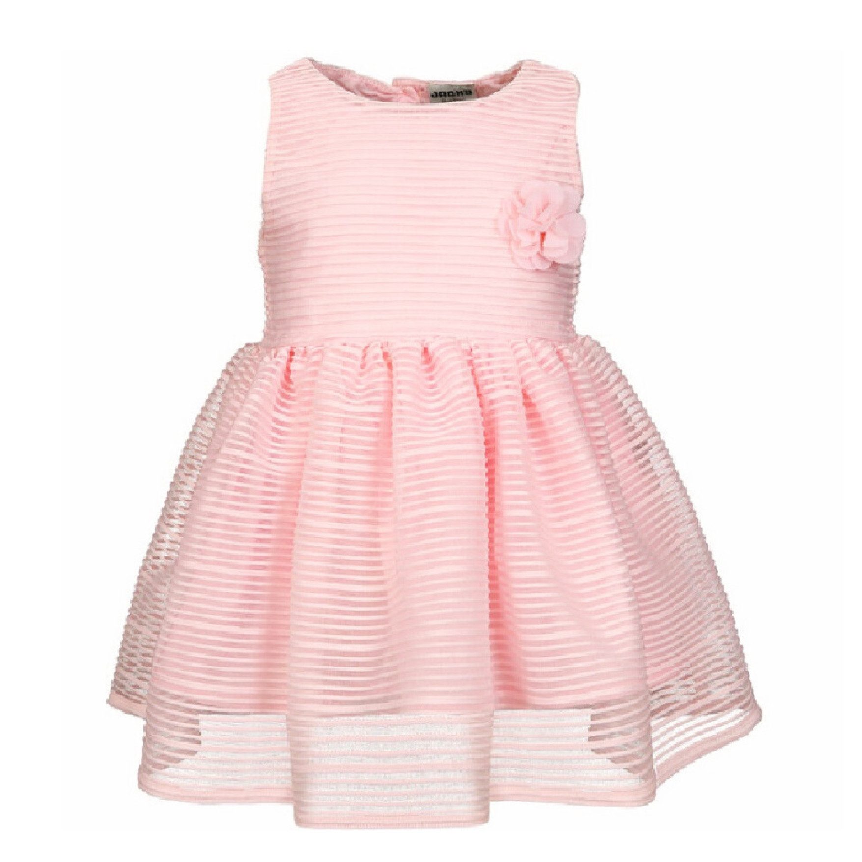 JACKY Tüllkleid Babykledi Festliches Kleid rosa – ärmellos Transparent gestreifter Tüllstoff für eine edle, leichte Optik