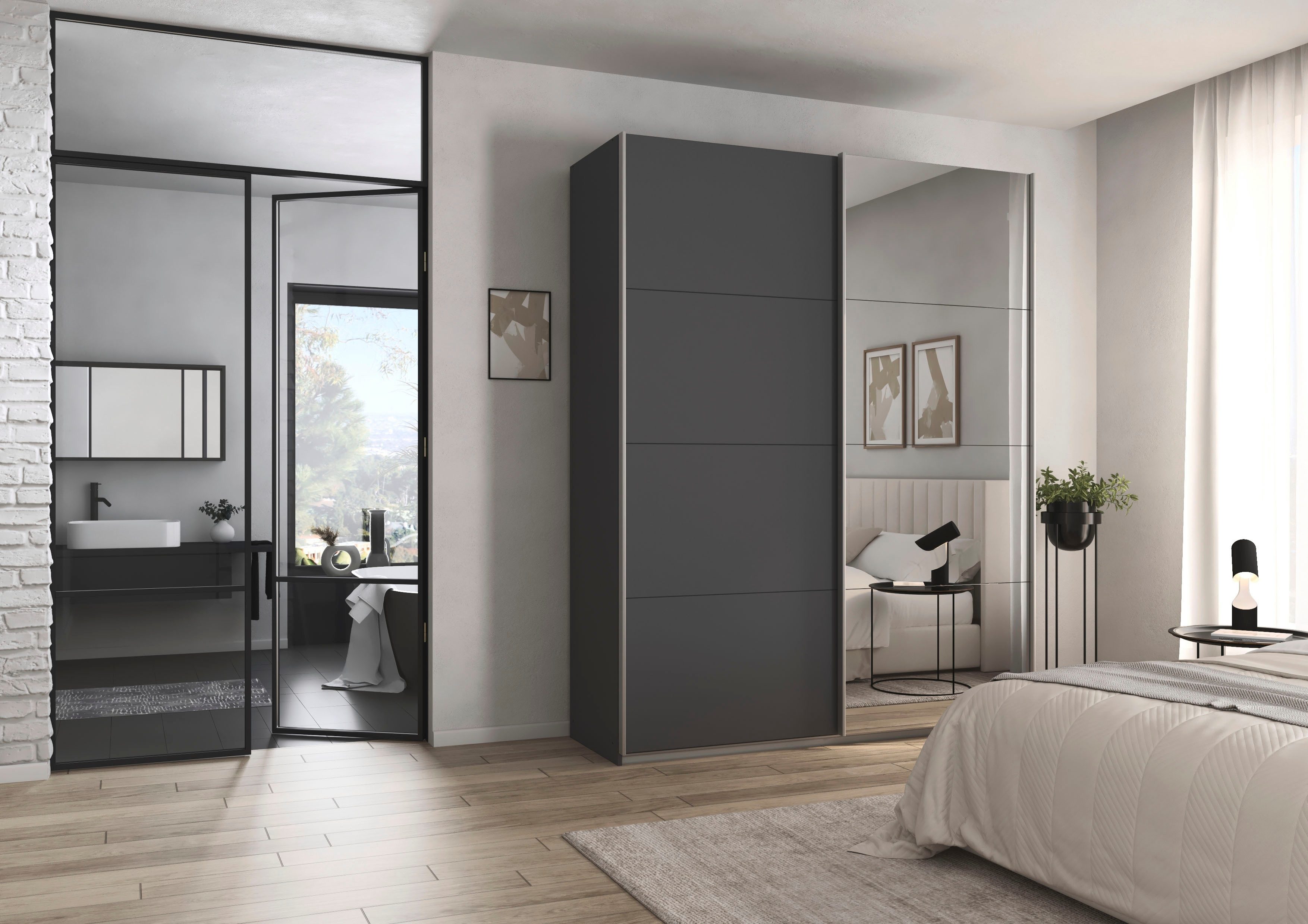 OTTO home Kleiderschrank Mehrzweckschrank Schwebetürenschrank Mietswohnung Schlafzimmer CORTONA (erhältlich in Breite: 136/181/203/226/271/315/360 cm, Höhe: 210 – Bild 2 von 5