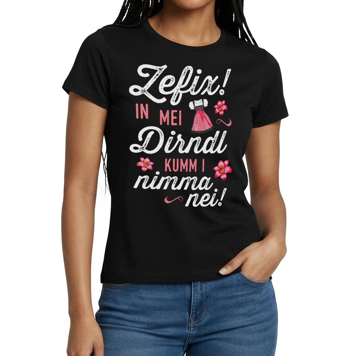 Spreadshirt T-Shirt Lustiges Dirndl Motiv Mit Spruch Für Damen Frauen T-Shirt (1-tlg)