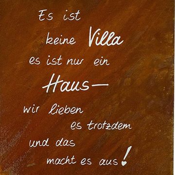 PassionMade Metallschild Spruchschild Schild Spruch Metall Garten Rostdeko 236, Gartenschild Rostschild Edelrost Spruchtafel Villa Haus