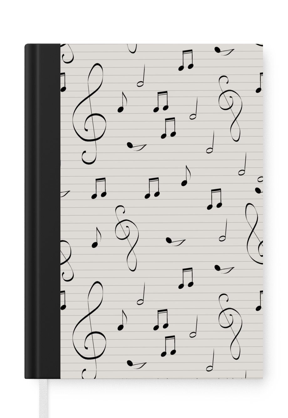 MuchoWow Notizbuch Noten - Muster - Musik, Journal, Merkzettel, Tagebuch, Notizheft, A5, 98 Seiten, Haushaltsbuch
