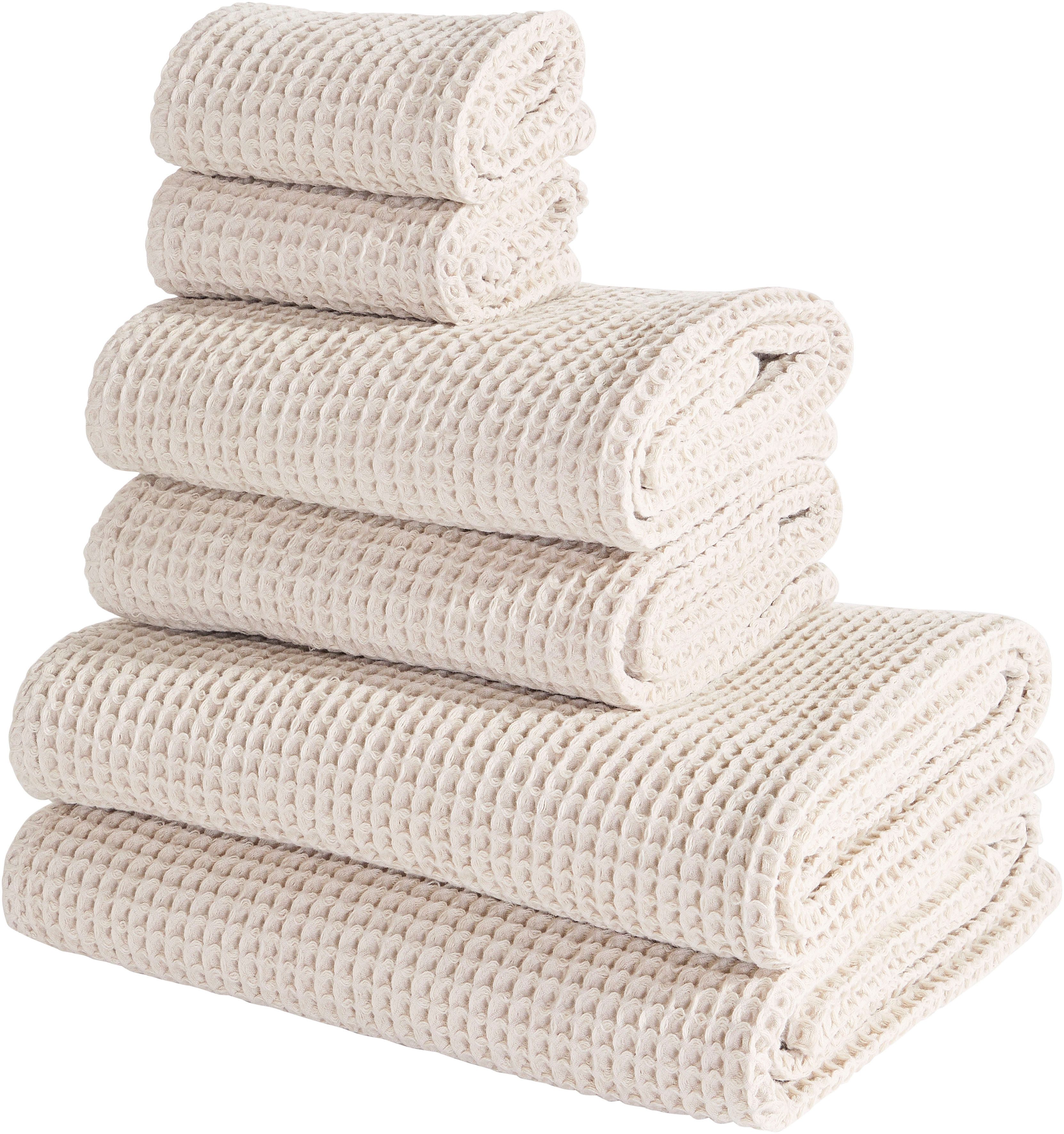LeGer Home by Lena Gercke Handtuch Set Tabina, Duschtücher, Handtücher, Gästetücher, Premium 500 gr/m², Waffelpiqué (Set, 6-St), Premium Handtücher, 100% Baumwolle, weich, 5 Jahre Garantie