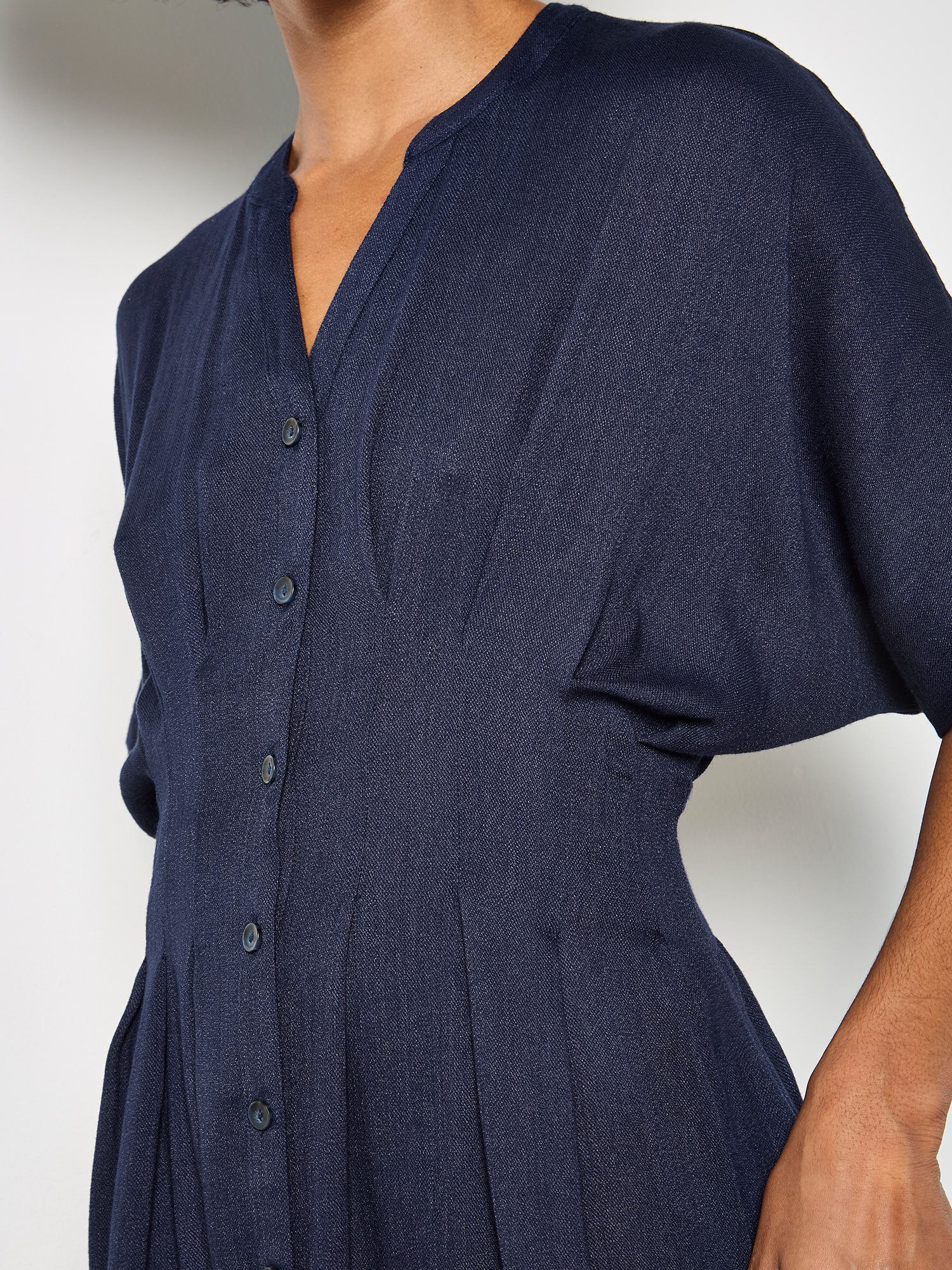Apricot Midikleid Plissiertes Midikleid Einfarbig