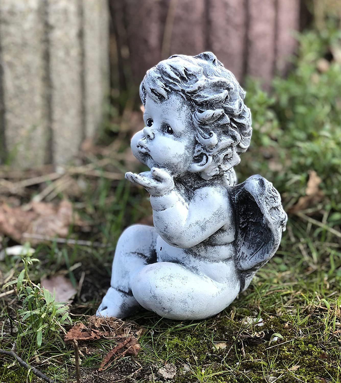 Stone and Style Engelfigur Frostfeste Steinfigur Engelchen pustend