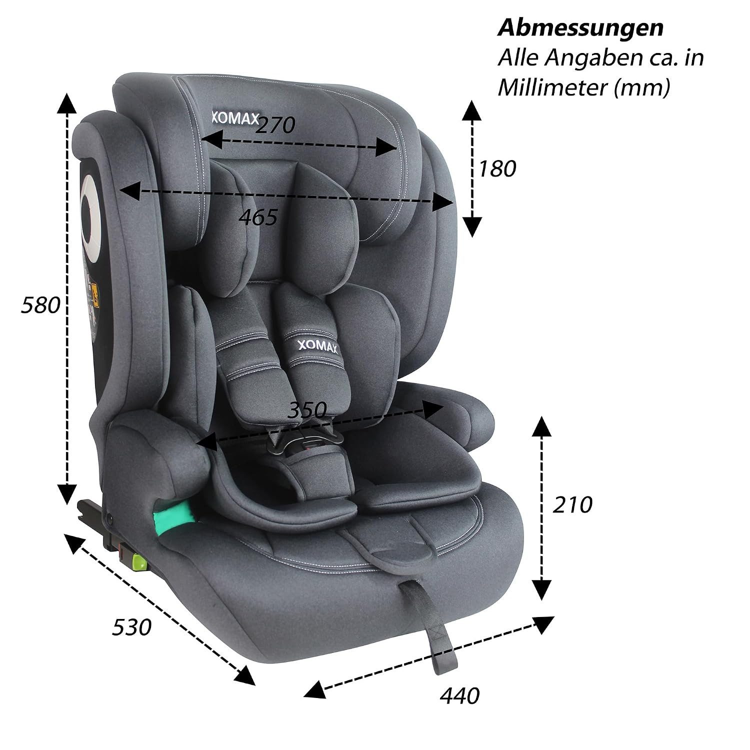 XOMAX Autokindersitz XOMAX LM238 anthrazit ISOFIX Auto Kindersitz 9-36kg AUTOSITZ, ab: 15 Monaten, bis: 12 Jahre, (1-tlg), Für Kinder von 9Kg bis 36Kg (ca. 15 M – Bild 2 von 5