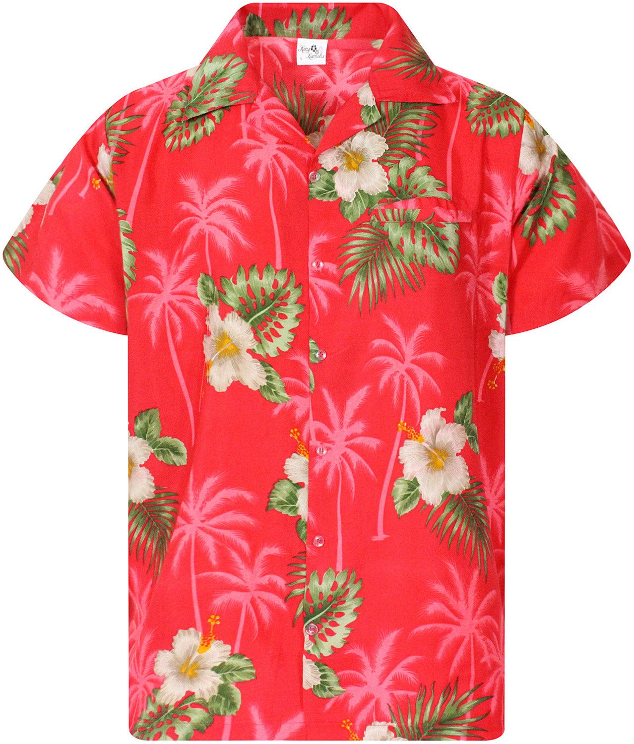 King Kameha Hawaiihemd "Small Flower" Funky Hawaii-Hemd Herren Kurzarm Fronttasche Sommerhemd