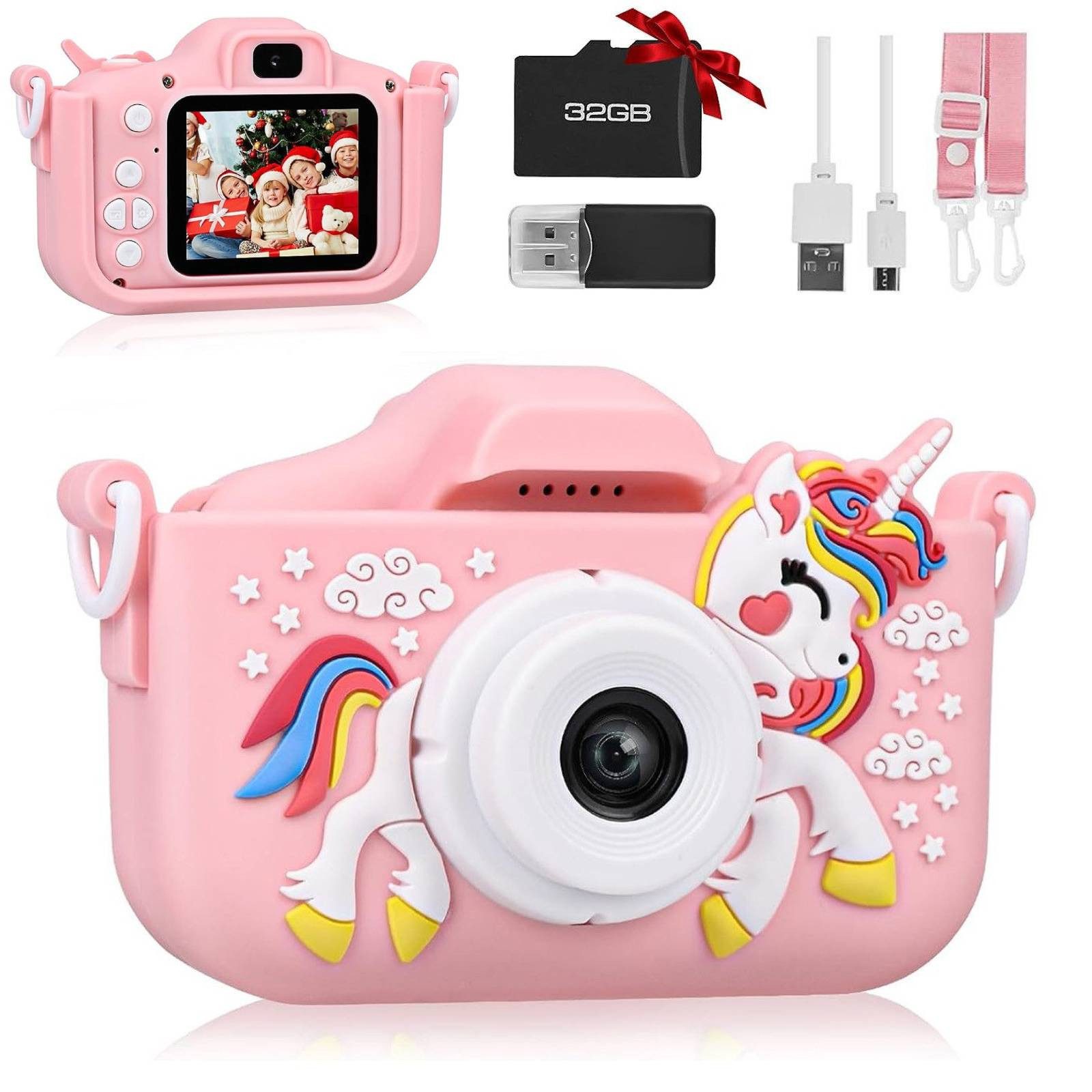 2.0” Display Digitalkamera, 1080P HD Fotoapparat mit 32GB SD Karte Kinderkamera