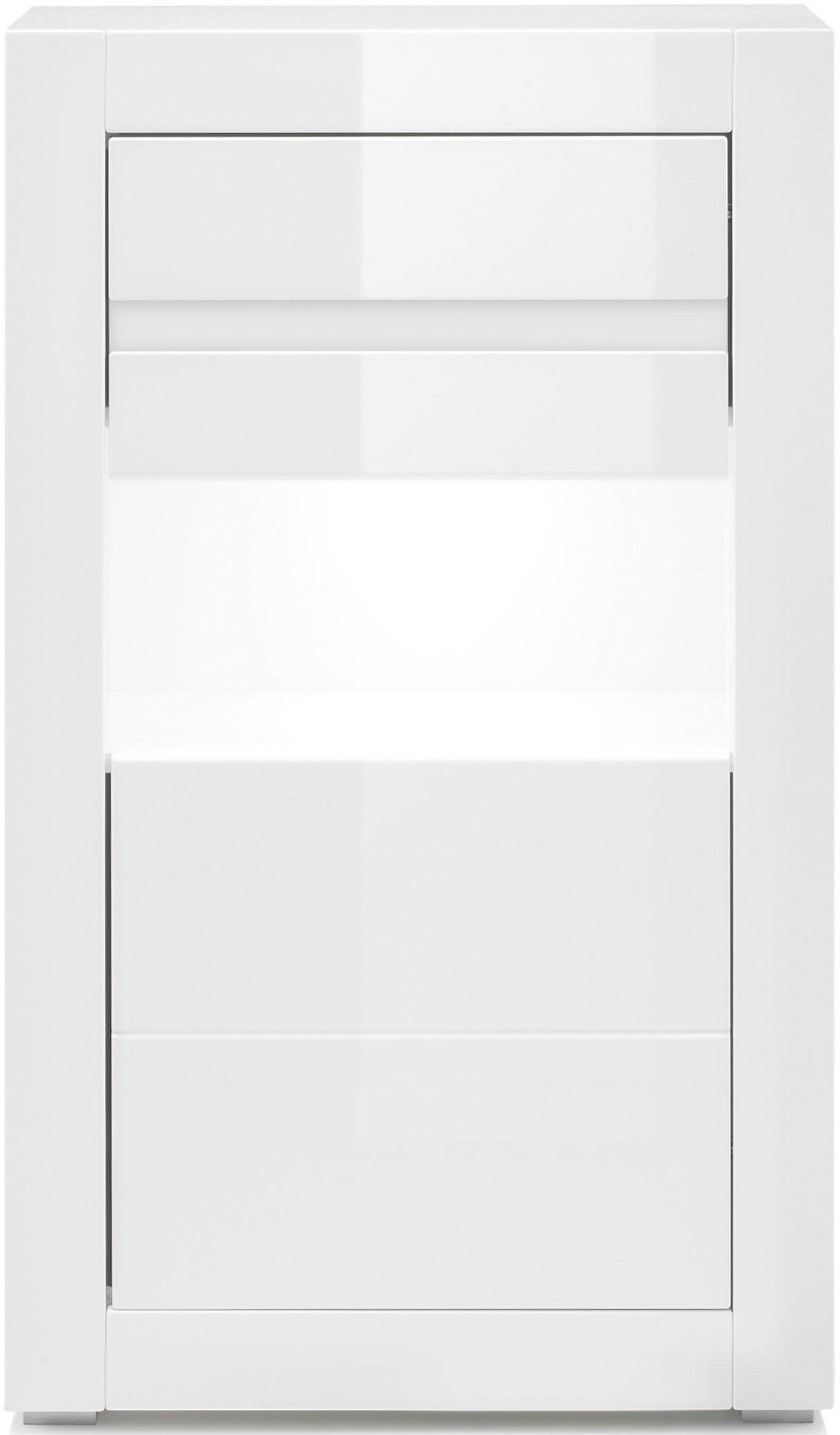 Home affaire Vitrine Carat Höhe 112 cm, Leisten angeliefert, 1 x grau, 1 x weiss