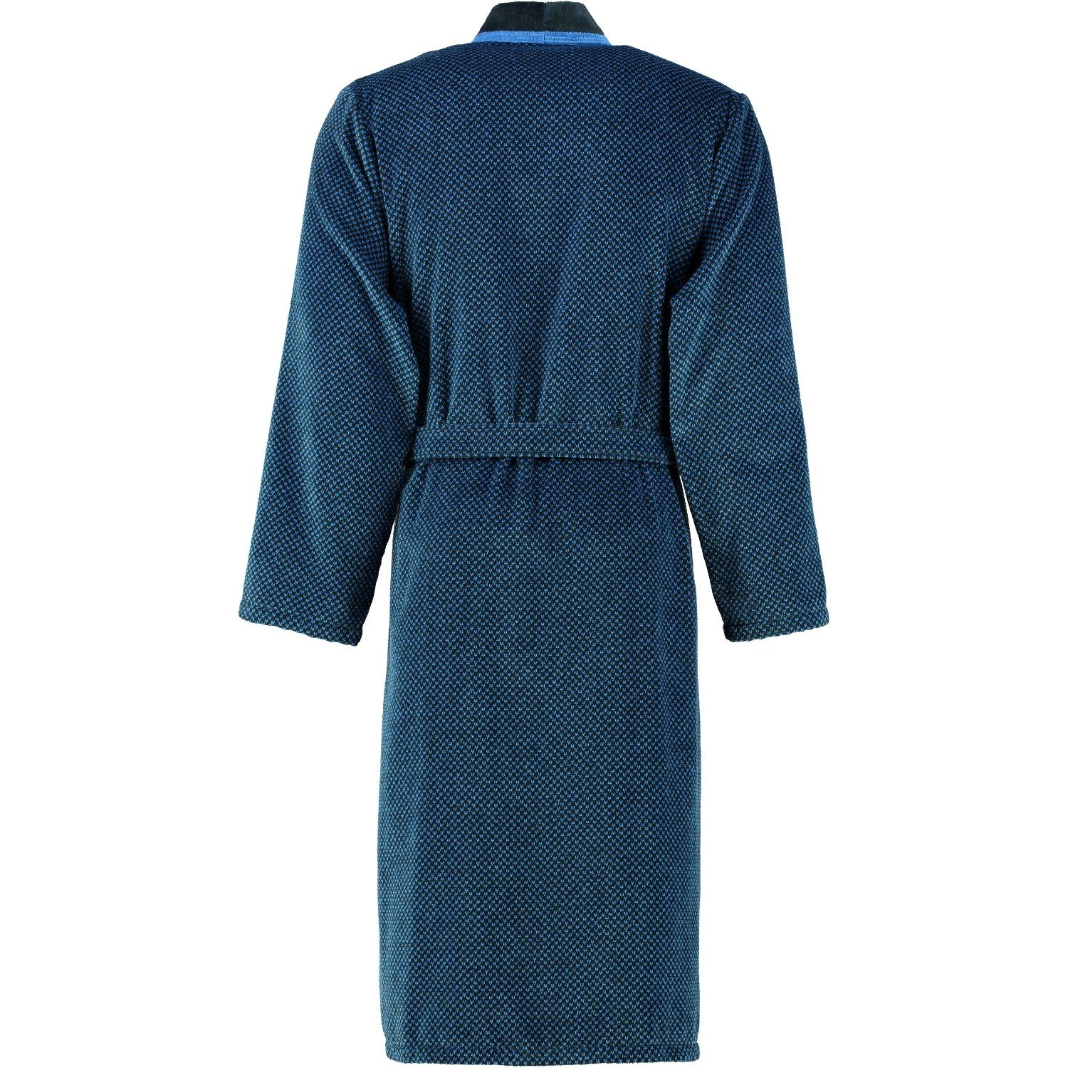 Form Kimono 19 4839, Langform, blau Kimonoform, schwarz Baumwolle, Cawö Herrenbademantel Gürtel,