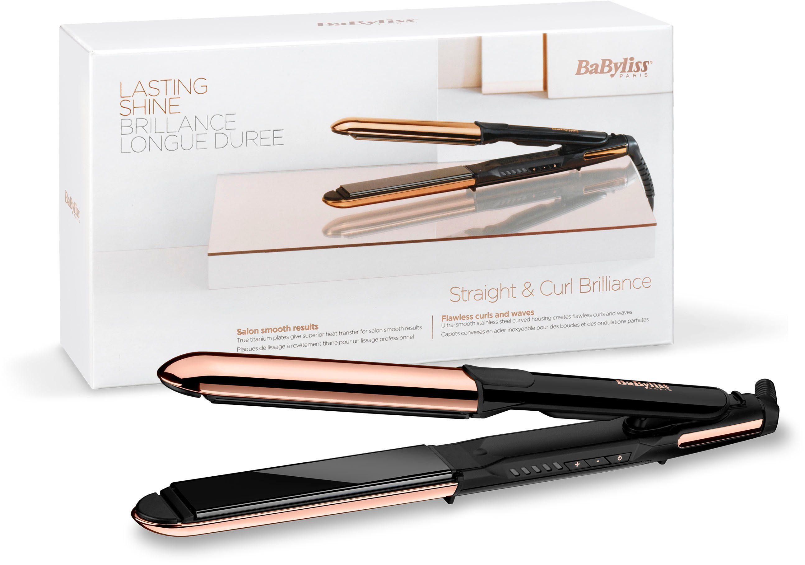 Curl & BaByliss ST482E Glätteisen Brilliance Straight Titan-Beschichtung, Glätteisen 2-in-1