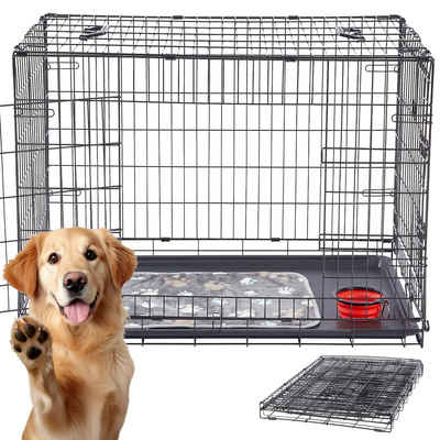Arebos Hunde-Transportbox Hundekäfig Haustierkäfig Gitterbox klappbar S-M-L-XL bis 5,75 kg