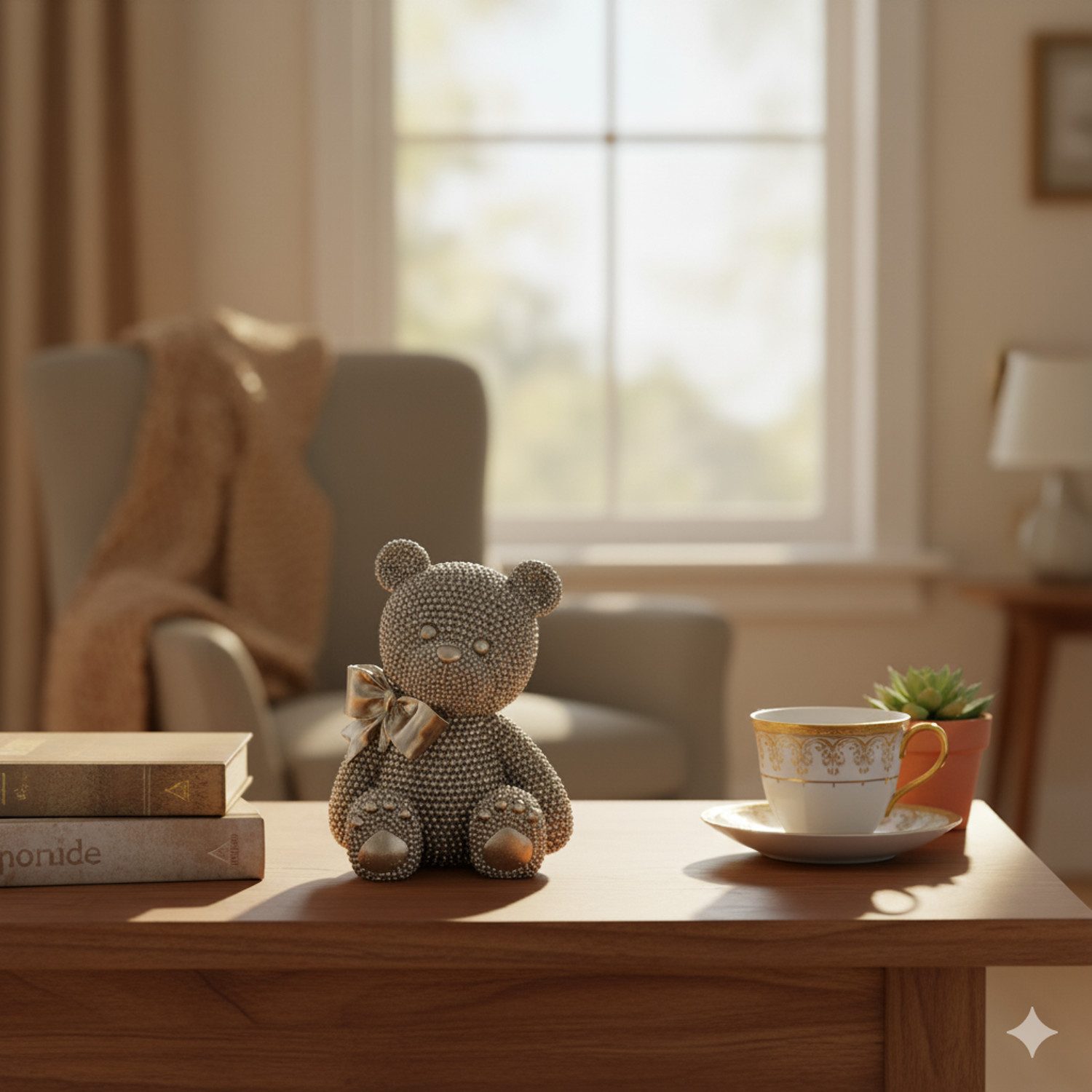 Macosa Home Dekofigur Teddy Gold 13 cm Glitzernde Bär Figur Polystone (Deko günstig online kaufen