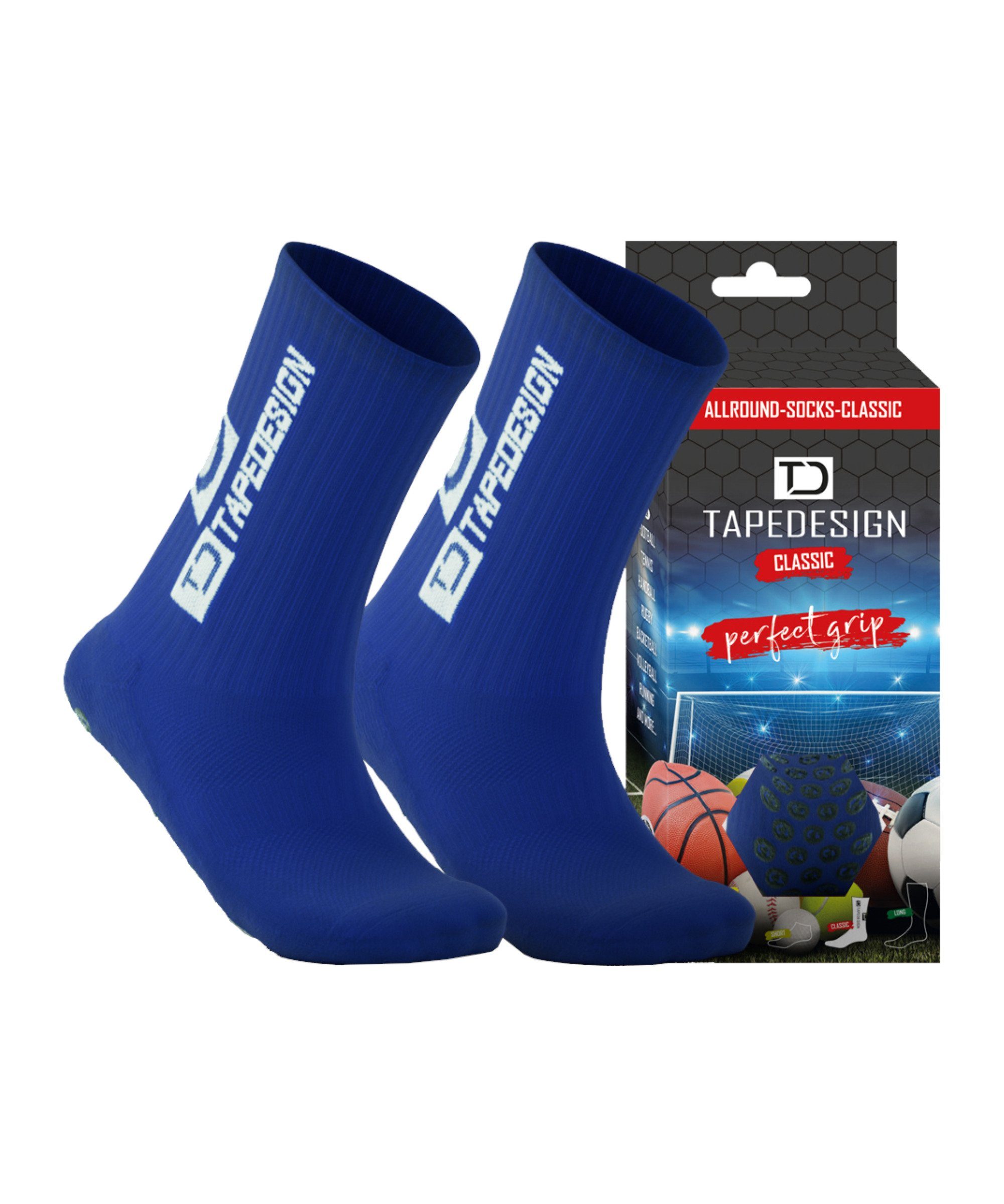 Socken default Gripsocks Sportsocken Tapedesign blauweiss