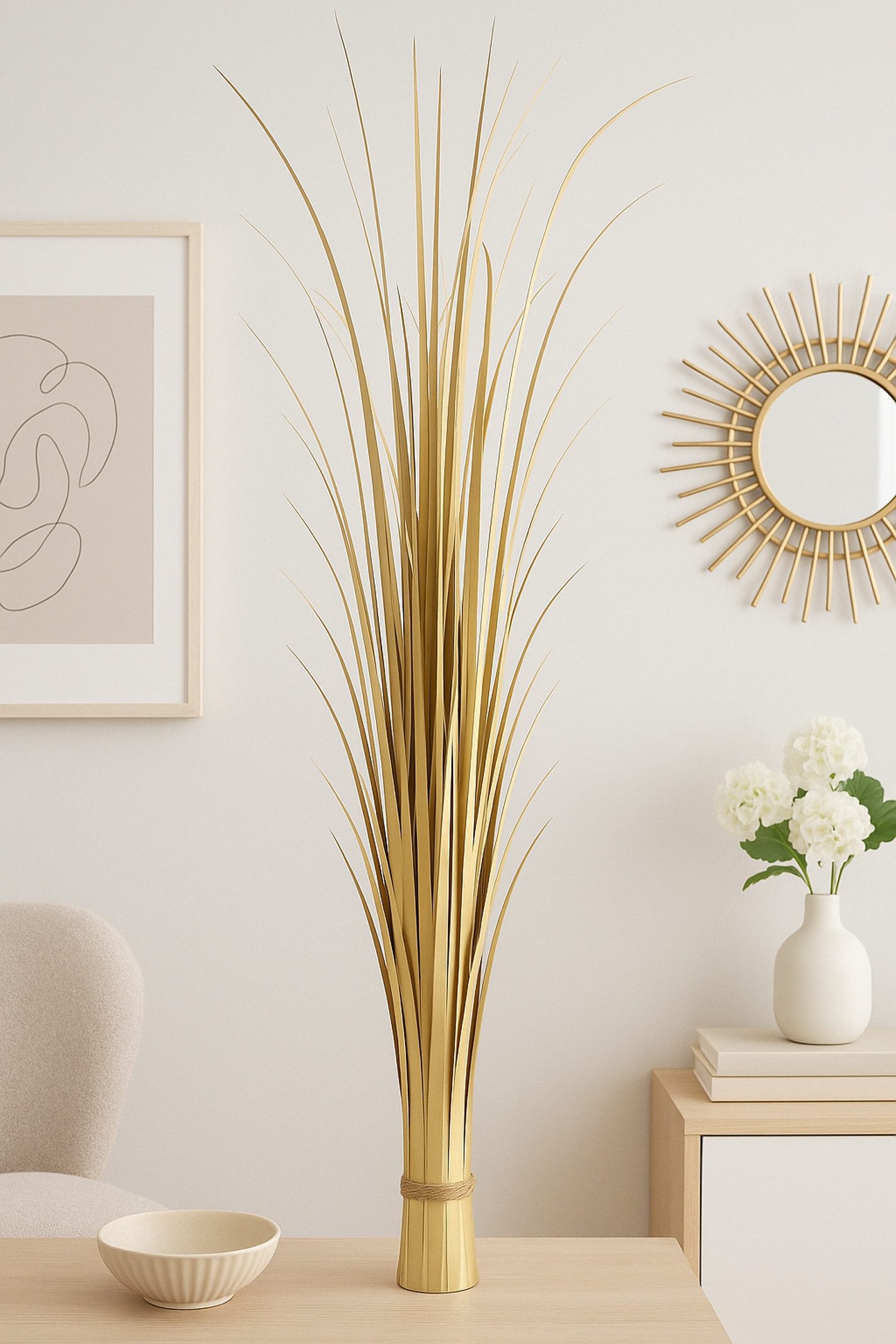 Kunstpflanze Grasbündel, I.GE.A., Höhe 120 cm, Grasarrangement Künstlich Gras Busch Dekogras Kunstgras Dekopflanze