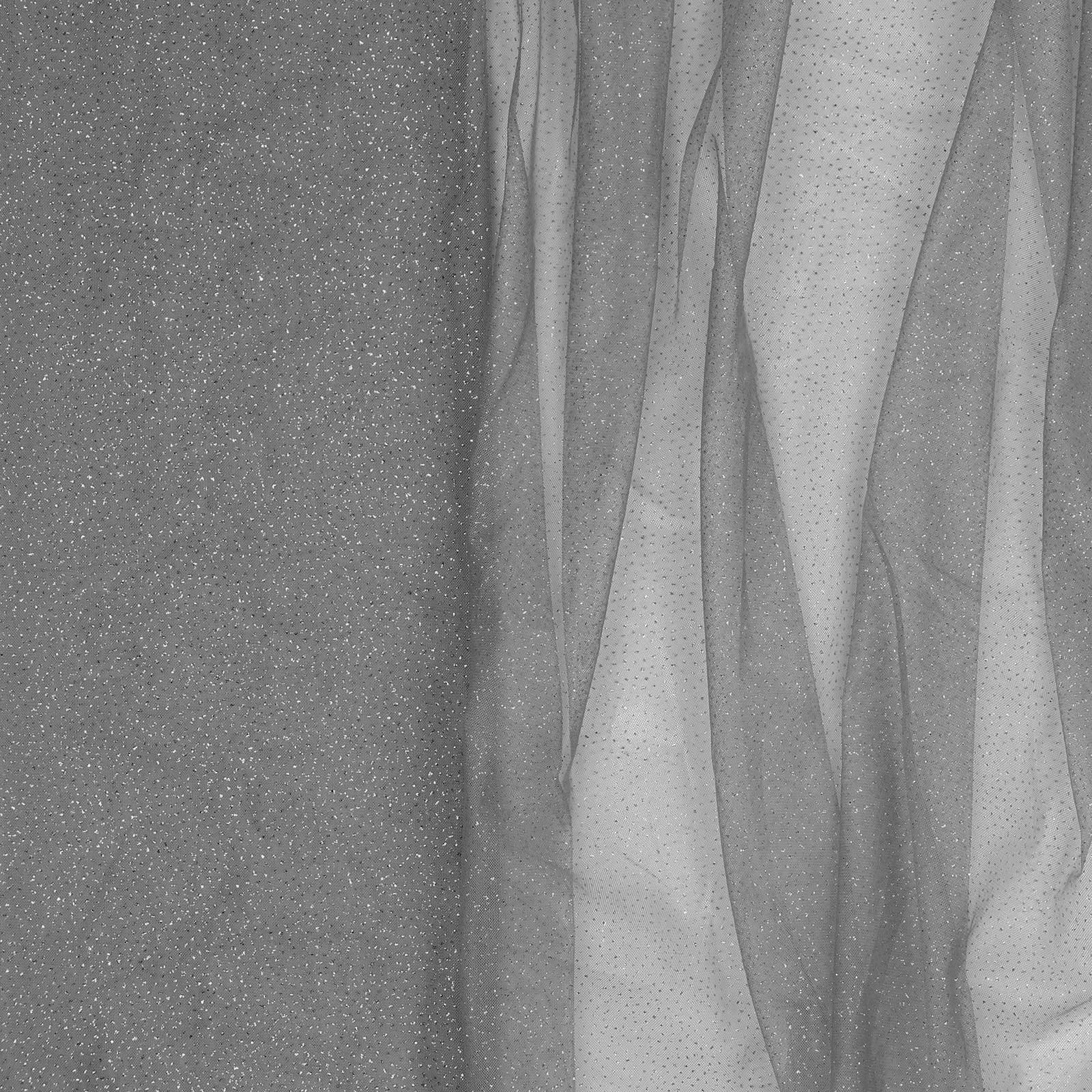 maDDma Stoff Tüll mit Glitzer Fasching Kostümstoff 1 x 1,5 m Meterware, 003 - hellgrau / silber