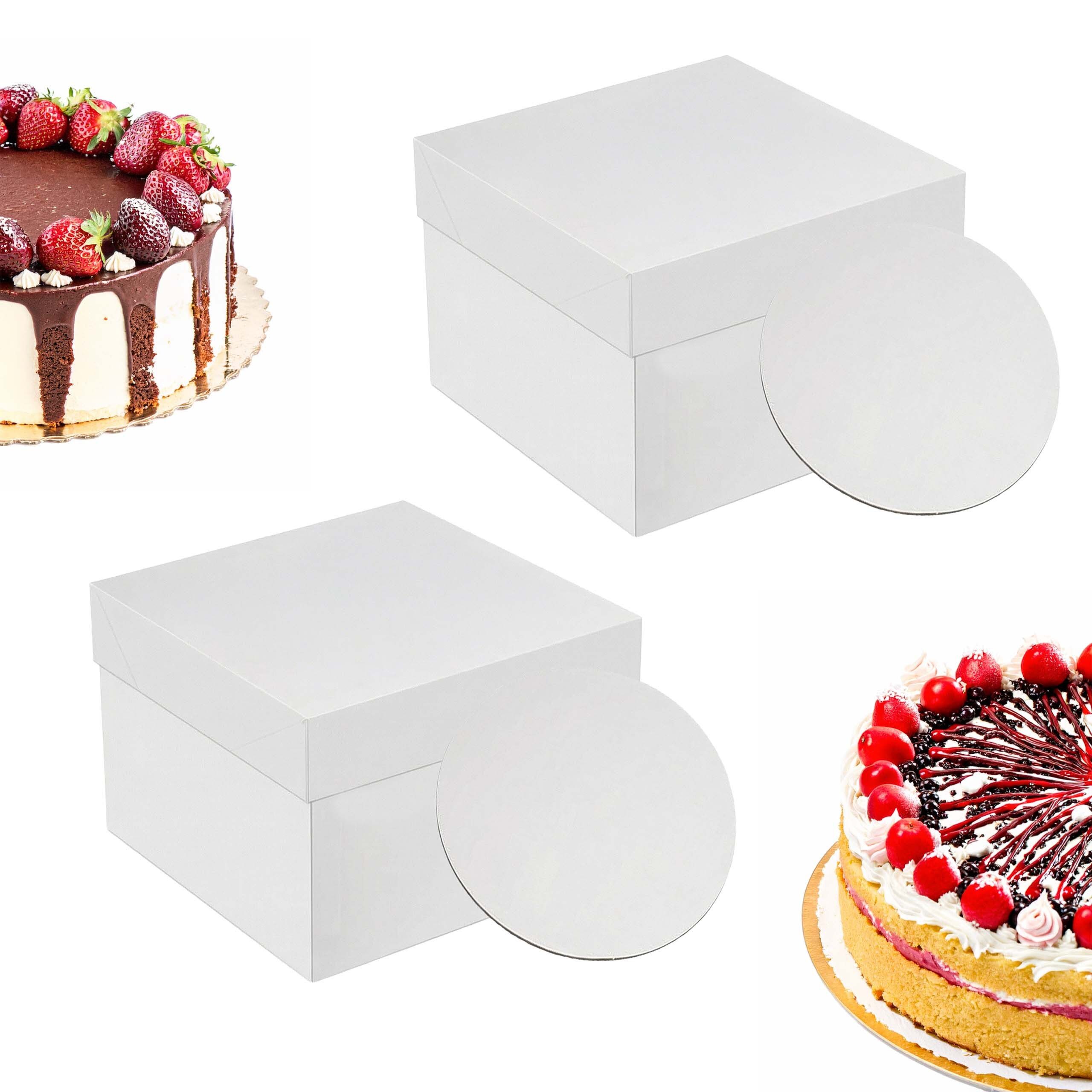 relaxdays Kuchentransportbox Tortenbox Set mit Cakeboards, Pappe, (2-tlg), 2er Pack