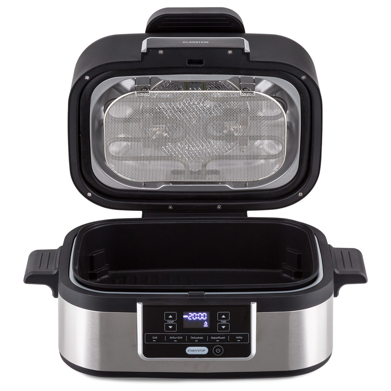Klarstein Heißluftfritteuse, 1500 W, Fritteuse Fritteusen heissluft gesundes Frittieren ohne Öl Edelstahl