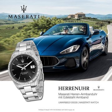 MASERATI Quarzuhr Maserati Herrenuhr COMPETIZIONE, Herrenuhr rund, groß (ca. 43mm) Edelstahlarmband, Made-In Italy