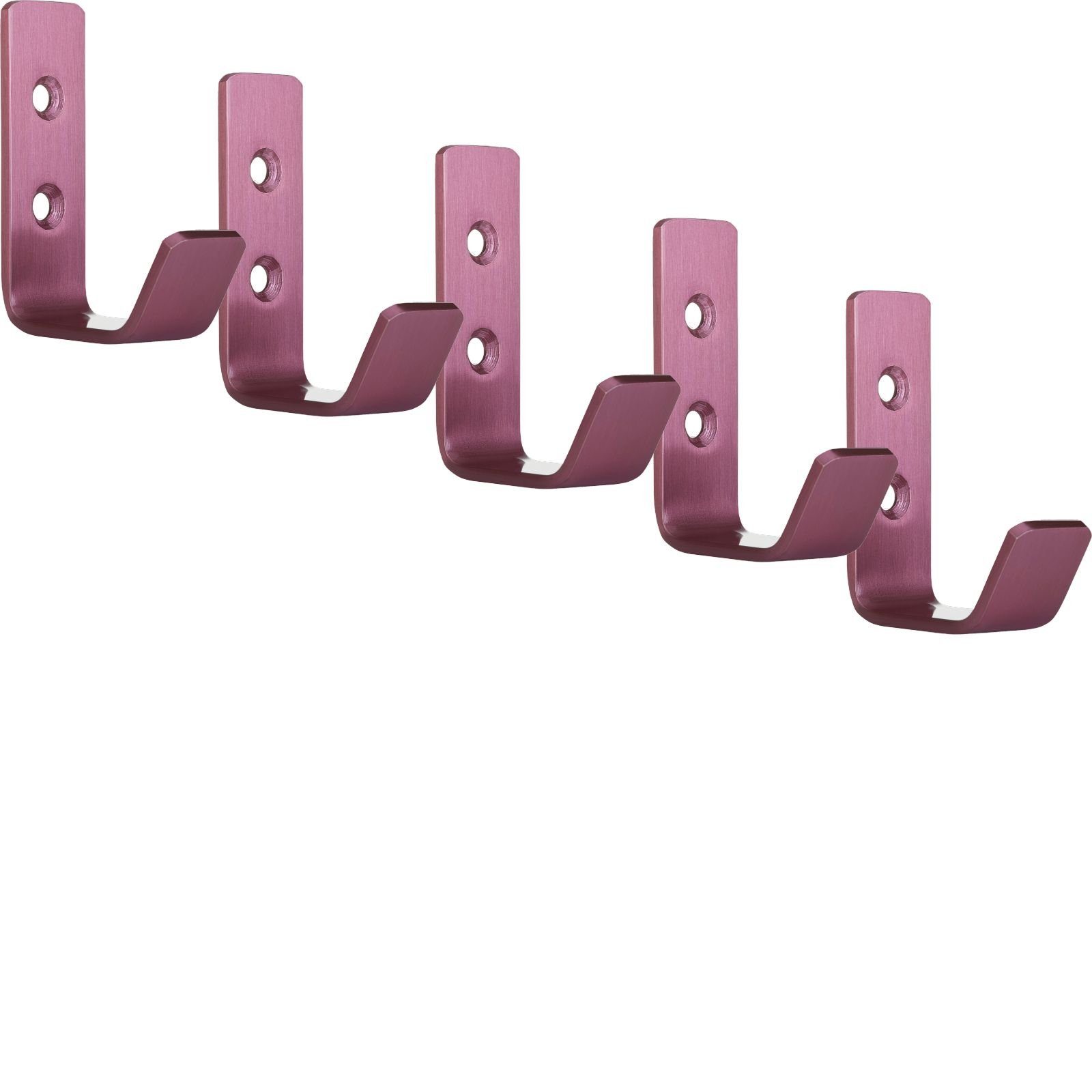 SO-TECH® Kleiderhaken Wandhaken Edelstahl 60 x 20 x 45 mm oder 142 x 20 x 45 mm, (5-St), kleiner Jackenhaken mit abgerundeten Kanten pink