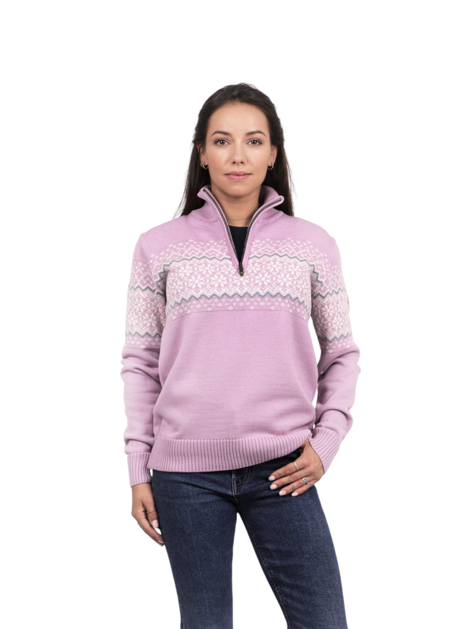kama Sweater Pullover 5058 Half Zip (Merinowolle) pink Damen