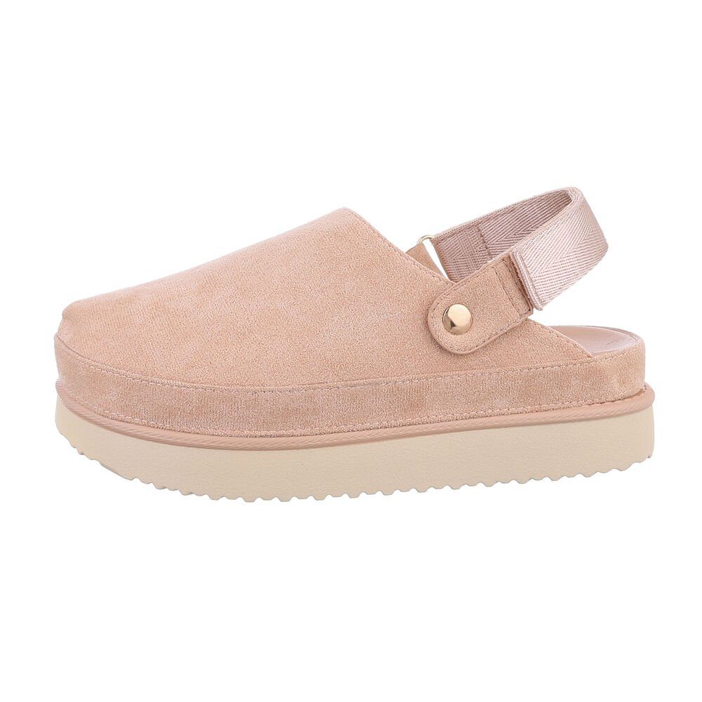 Ital-Design Komfortable Freizeit-Schuhe im modernen Design Plateausandaletten (85867662) Flach Pantoletten in Altrosa