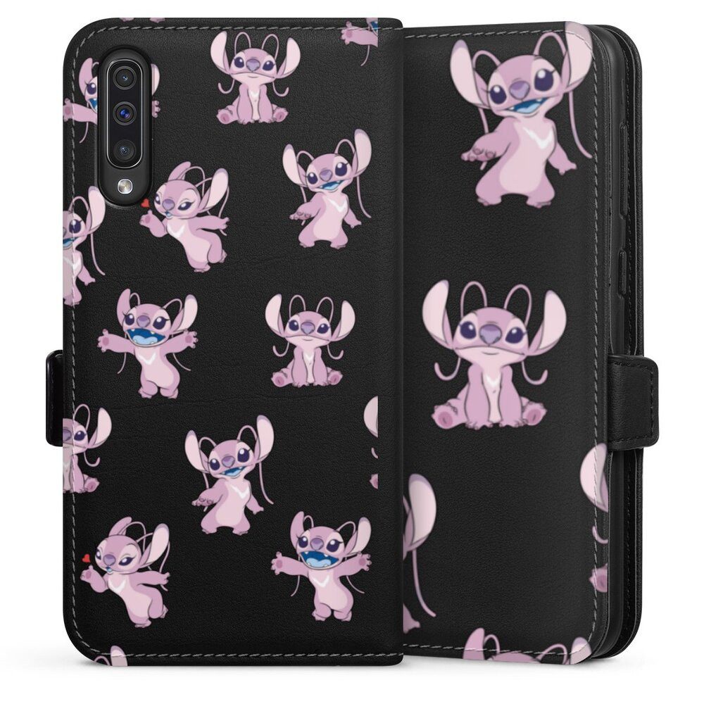 DeinDesign Handyhülle Lilo & Stitch Engel Disney Angel Faces Pattern Transparent, Samsung Galaxy A30s Hülle Handy Flip Case Wallet Cover