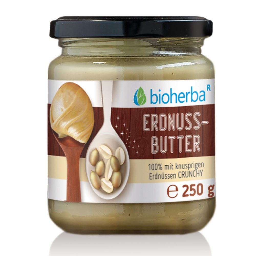 BIOHERBA R Erdnussbutter Crunchy mit knusprigen Stückchen 250 g Glas