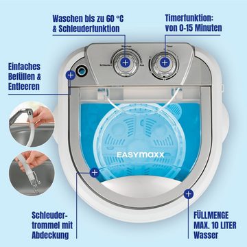 EASYmaxx Wäscheschleuder Waschautomat kompakt, 3 kg, Mini-Waschmaschine 34x34x53cm