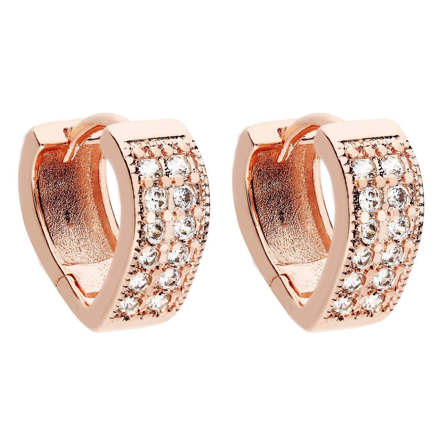 LÖB Paar Creolen Сережки Creolen Roségold Zirkonia Strass Stein Oval Tropfen Dünn Kurz (Geschenke für Frauen Freundin Mutter Mama zum Geburtstag Muttertag Muttertagsgeschenk, Inkl. Ювелірні виробиbox), Damen Klappcreolen Kreolen Glitzer Steinchen Klein Brautschmuck Braut