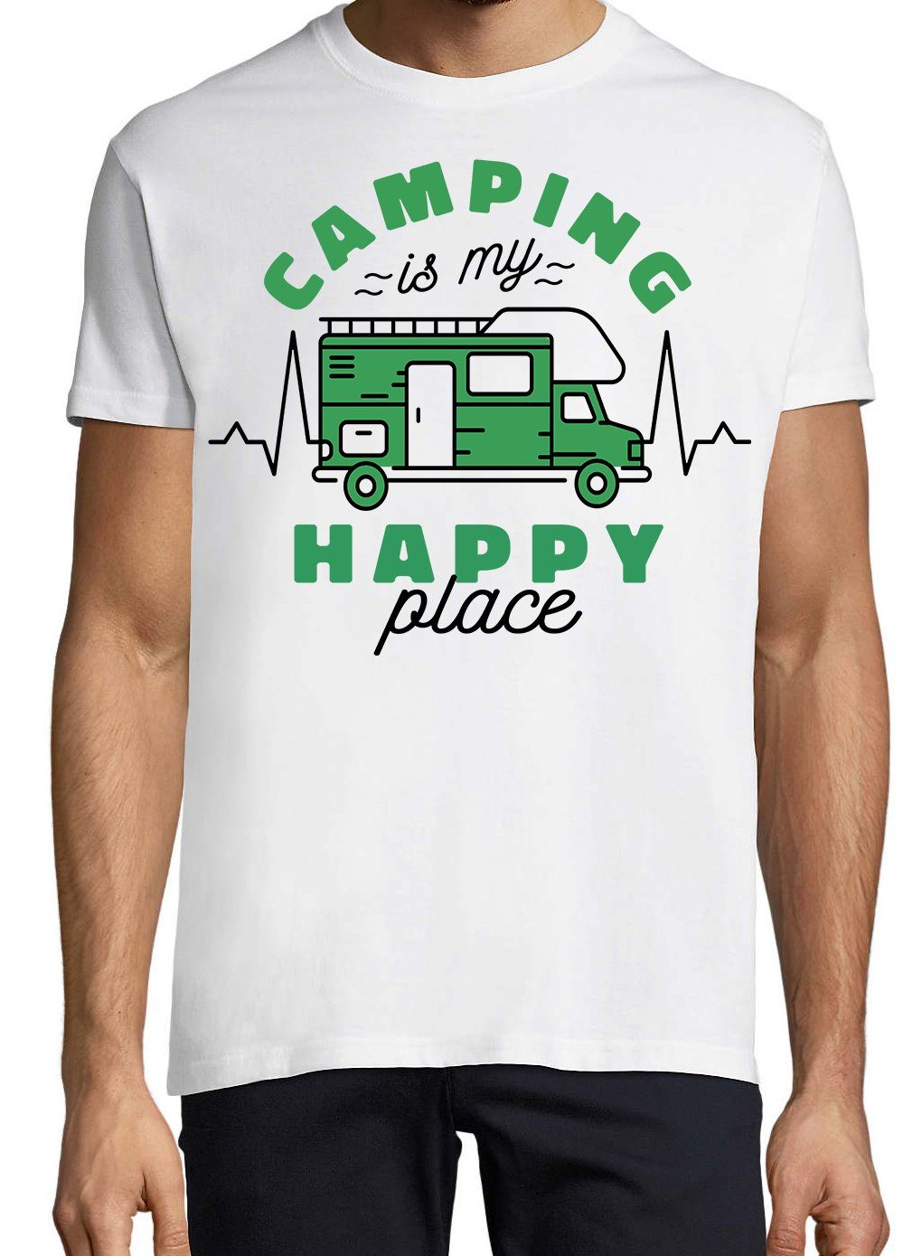 Youth Designz trendigem Happy mit Weiss Motiv T-Shirt my Camping Place is