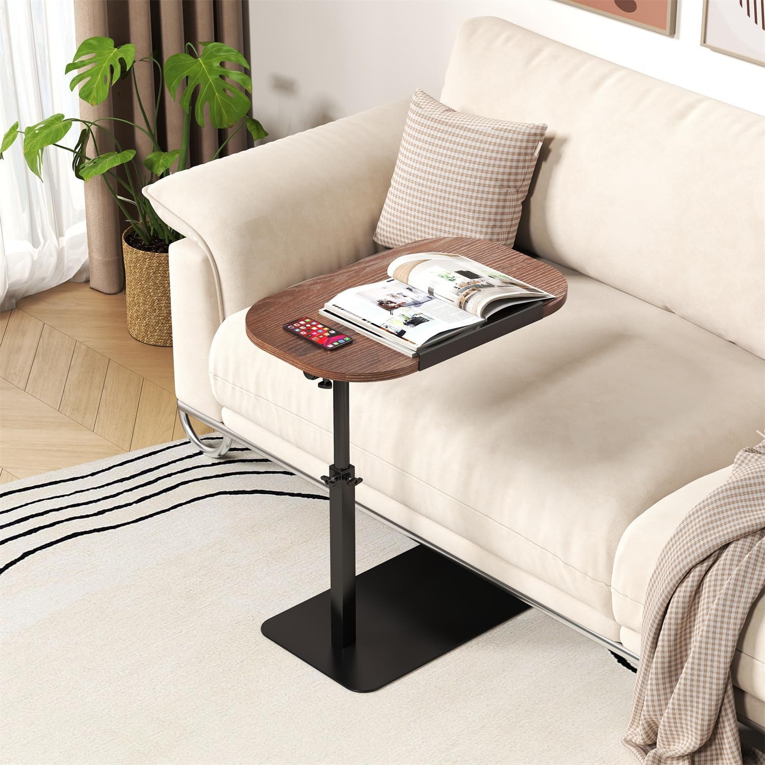 GarveeMore Beistelltisch Seitentisch Sofa Tray für Couch Höhenverstellbarer Endtisch – Bild 4 von 5