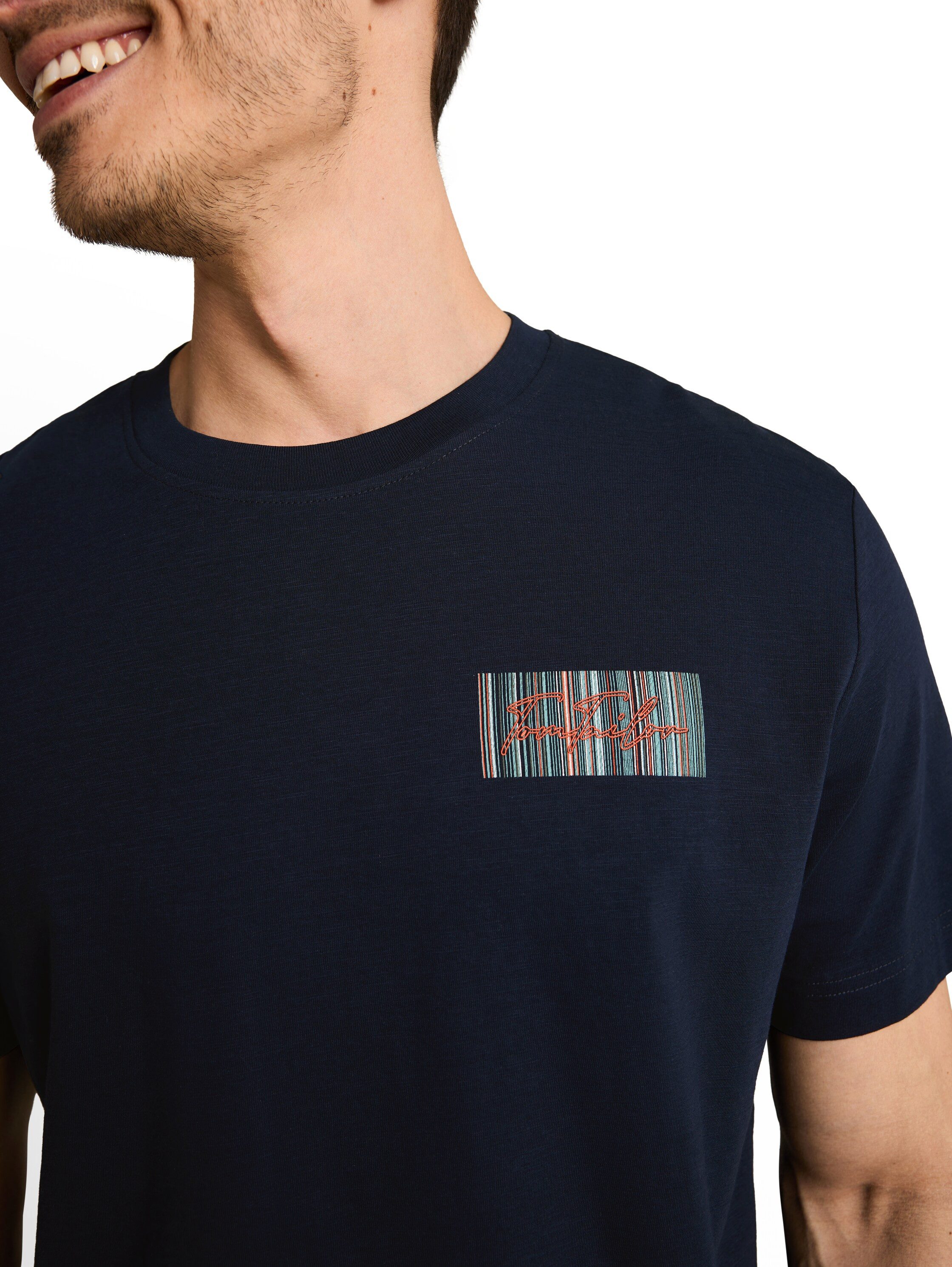 TOM TAILOR Kurzarmshirt Sommershirt mit Print und Stickerei