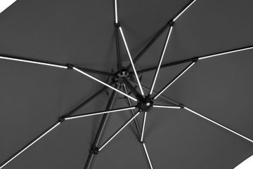 Schneider Schirme Ampelschirm Rhodos Blacklight, mit Schutzhülle und Schirmständer, ohne Wegeplatten