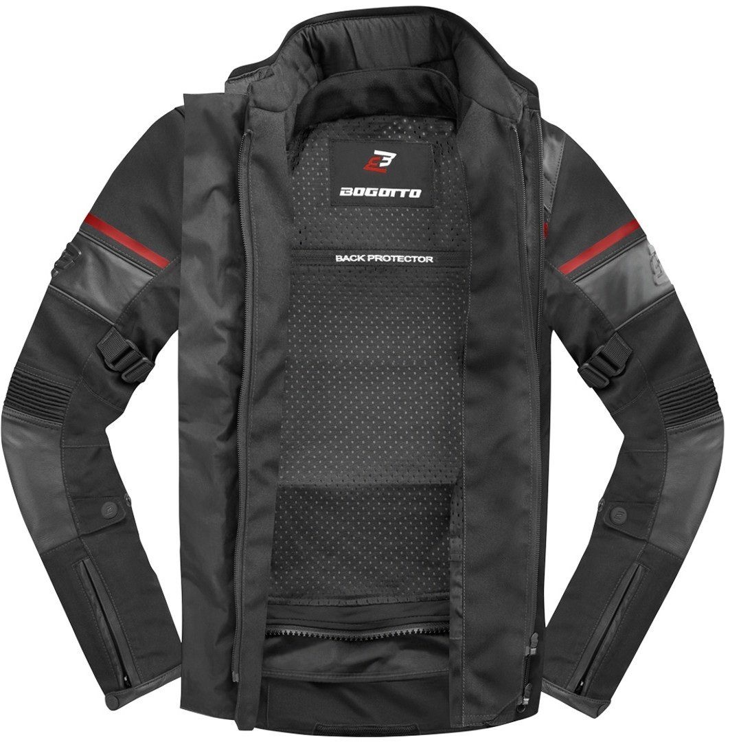 Bogotto Motorradjacke Blizzard-X wasserdichte Motorrad Textiljacke Black/Red