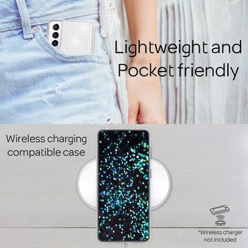 Nalia Smartphone-Hülle Samsung Galaxy S22, Klare Glitzer Hülle / Silikon Transparent / Glitter Cover / Bling Case