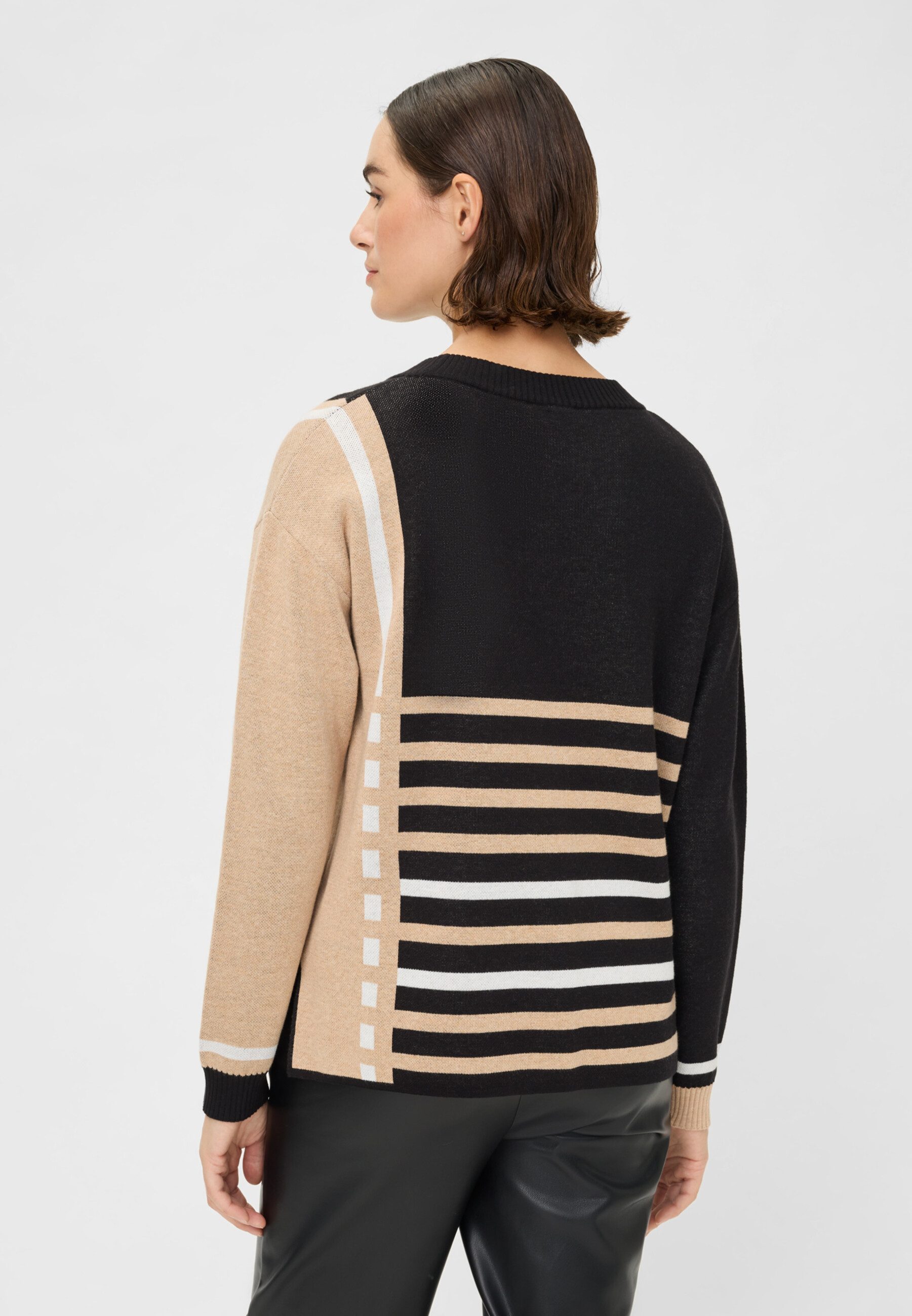 Olsen Strickpullover Pullover mit platziertem Retro-Muster