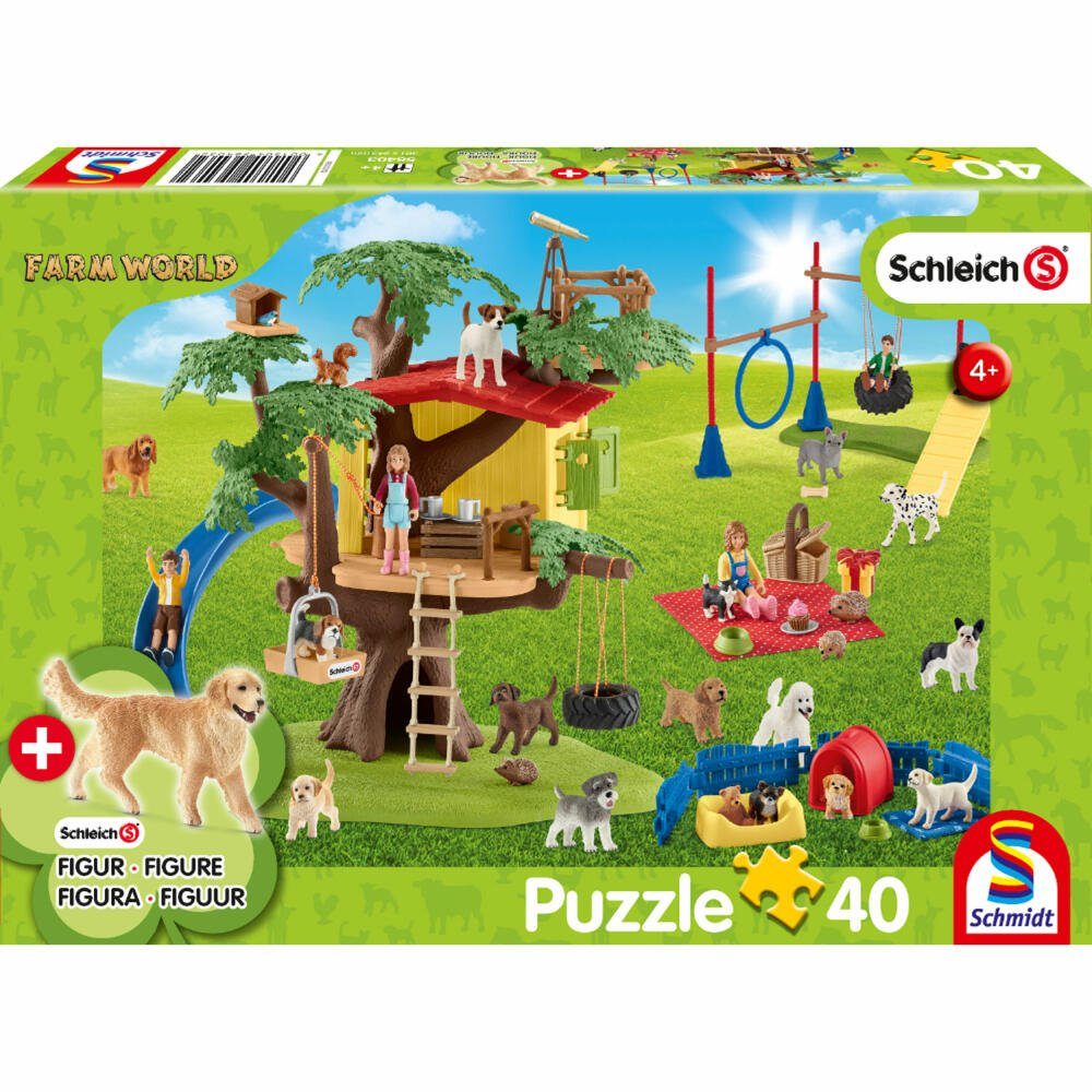 Schmidt Spiele Puzzle Schleich Farm World Fröhliche Hunde 40 Teile, 40 Puzzleteile