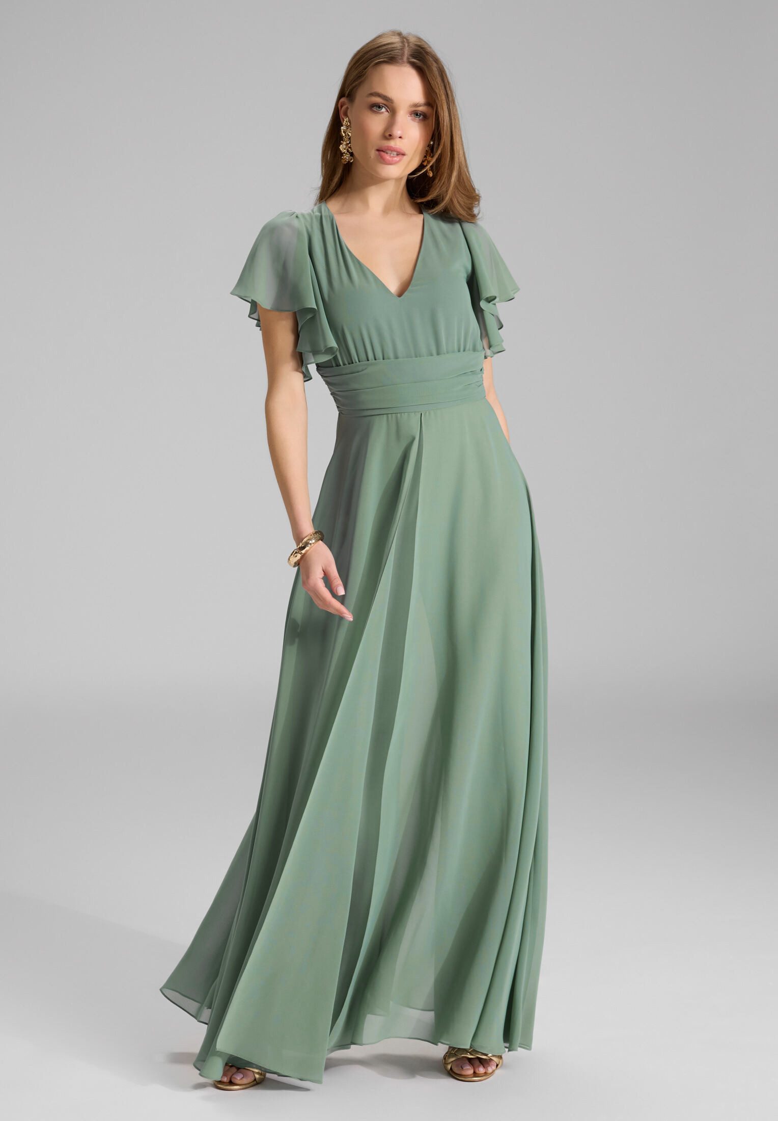 SWING Jumpsuit - Chiffon Jumpsuit mit Überrock und Volantärmeln Oberteil in günstig online kaufen