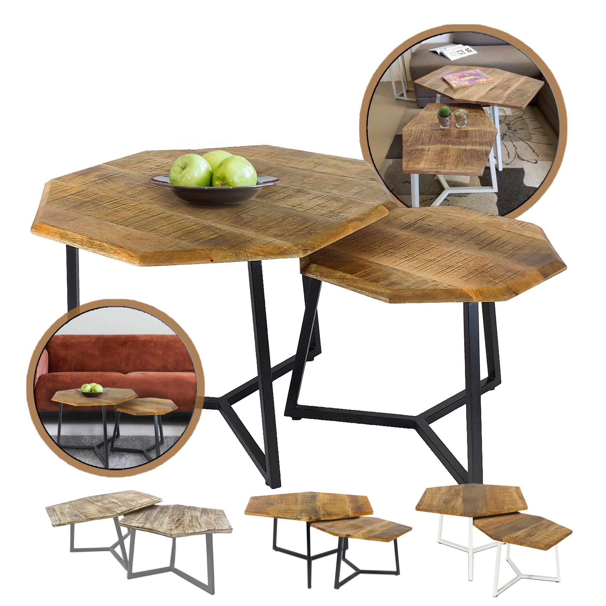 Amagohome Couchtisch Couchtisch 2er Set Beistelltisch günstig online kaufen