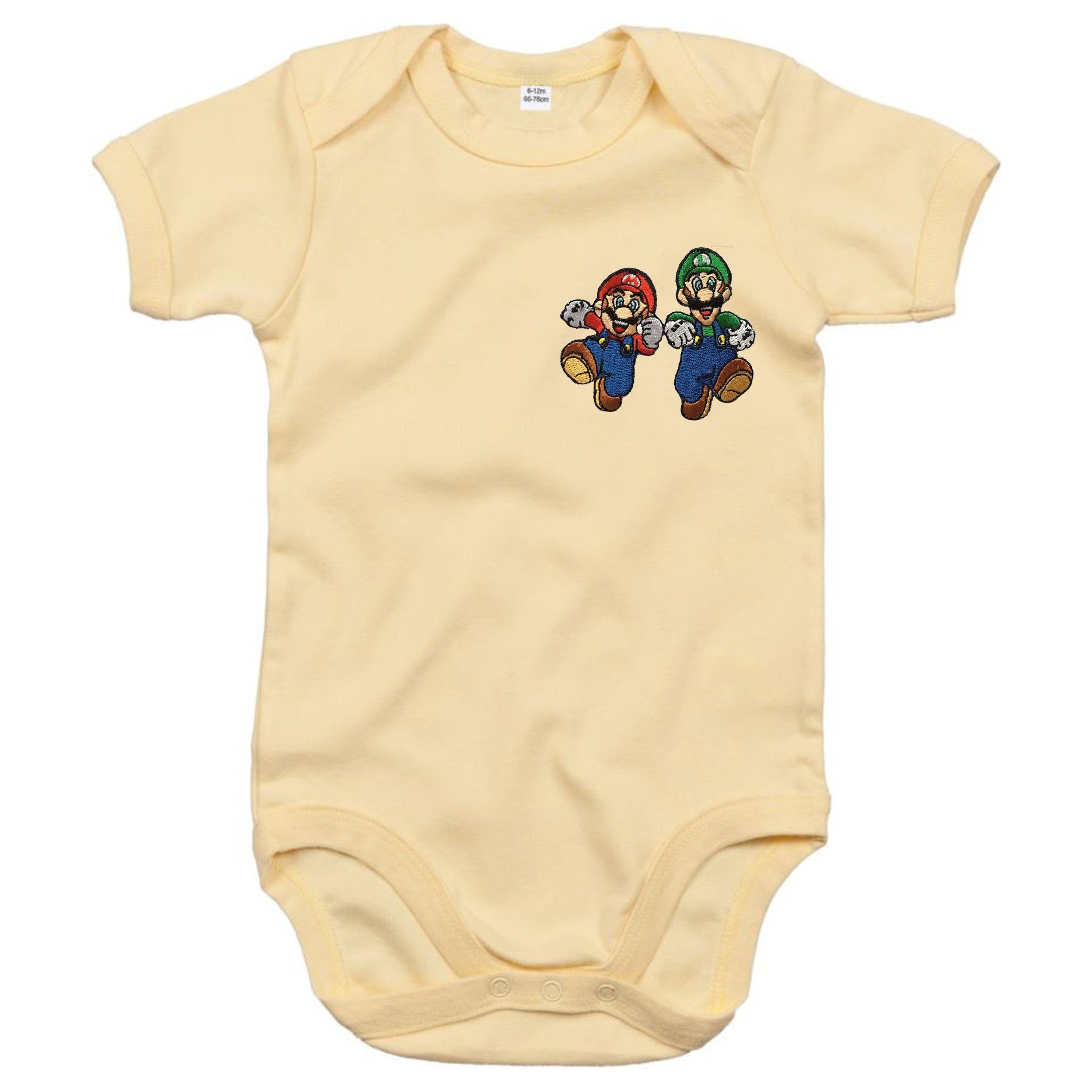 Blondie & Baby Luigi Nintendo Strampler & mit Peach Druckknopf Kinder Konsole Beige Brownie Mario