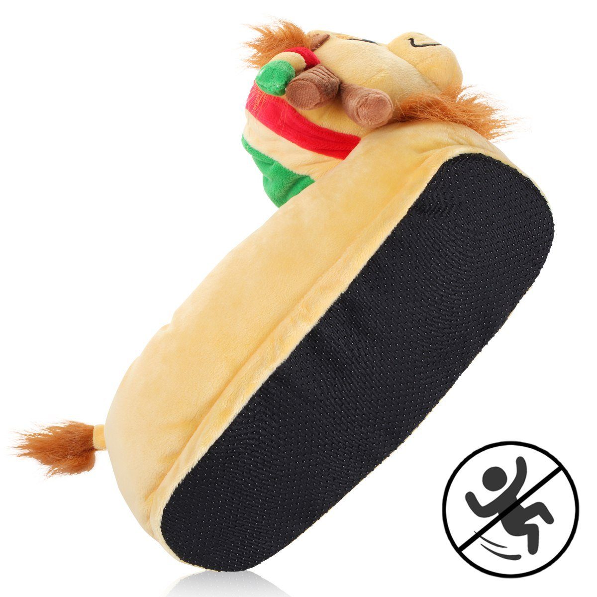Corimori Tier Pantoffeln für Erwachsene Einheitsgröße 34-44 Plüsch Hausschuhe (Packung, Geschenk) EU Einheitsgröße 34-44, Benji der Löwe, für Kinder und Erwachs – Bild 4 von 5