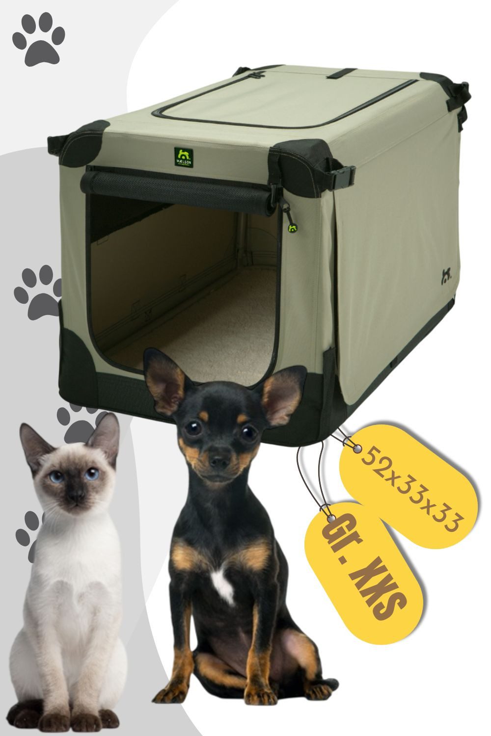 MAELSON Hunde-Transportbox Soft Kennel faltbare Hundebox / Tier Transportbox Beige