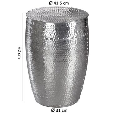 möbelando Beistelltisch Beistelltisch 41,5x62x41,5cm Aluminium Silber Dekotisch orientalisch, 41 x 62 cm (D/H)